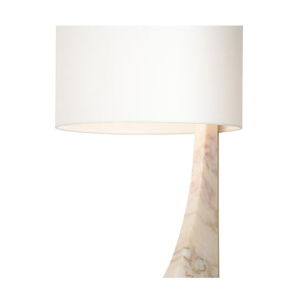 Wildwood Sorrento Calacatta Gold Marble Lamp With Coffee-Bronze Base, Off-White Linen Shade For Luxe Ambience 61245