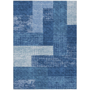 HomeRoots 5' Geometric Washable Area Rug in Navy and Sky Blue - Stylish, Durable Design for Indoor & Outdoor Use 8' X 10' 612451