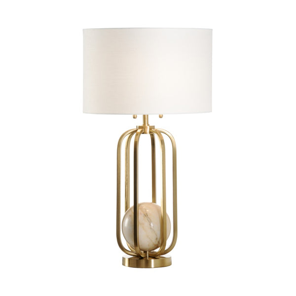 Wildwood Varese Marble Table Lamp With Calacatta Gold Base And Coffee Bronze Frame, Dual Pull-Chain Light 61246