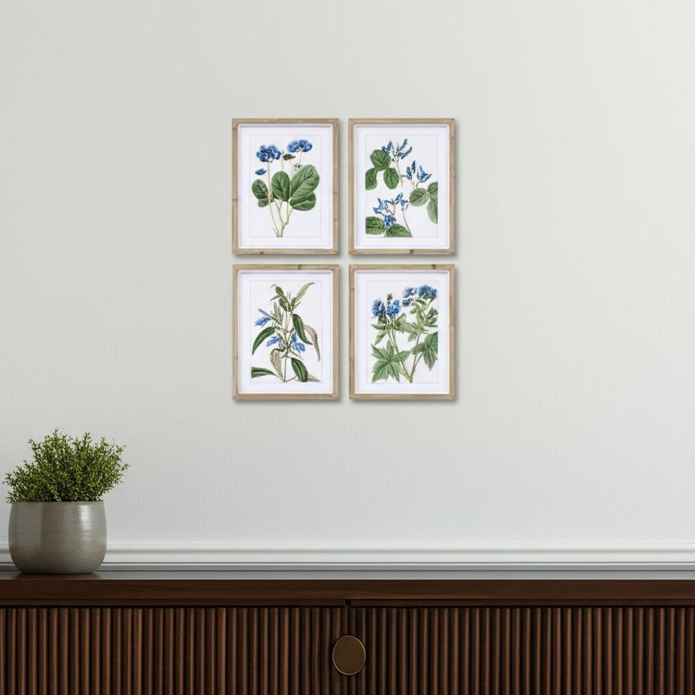 HomeRoots Set of Four Modern Typography Natural Framed Wall Art for Stylish Home Décor and Easy Hanging 612468