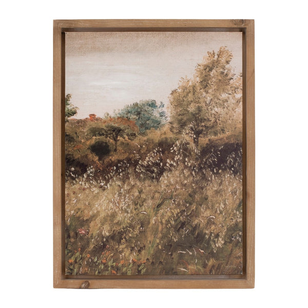 HomeRoots Set of Two Framed Canvas Wall Art Prints - Natural Wood Shadowbox Design for Any Room Decor 612476
