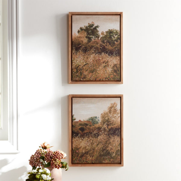 HomeRoots Set of Two Framed Canvas Wall Art Prints - Natural Wood Shadowbox Design for Any Room Decor 612476