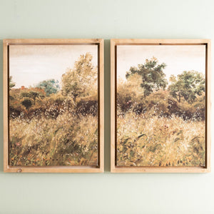 HomeRoots Set of Two Framed Canvas Wall Art Prints - Natural Wood Shadowbox Design for Any Room Decor 612476