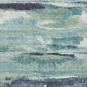 Homeroots 3' Abstract Washable Indoor Outdoor Area Rug In Teal Blue And Navy – Perfect For High Traffic Spaces! Sage Polyester 612479