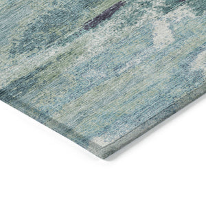 Homeroots 3' Abstract Washable Indoor Outdoor Area Rug In Teal Blue And Navy – Perfect For High Traffic Spaces! Sage Polyester 612480