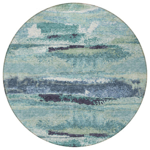 Homeroots 3' Abstract Washable Indoor Outdoor Area Rug In Teal Blue And Navy – Perfect For High Traffic Spaces! Sage Polyester 612481