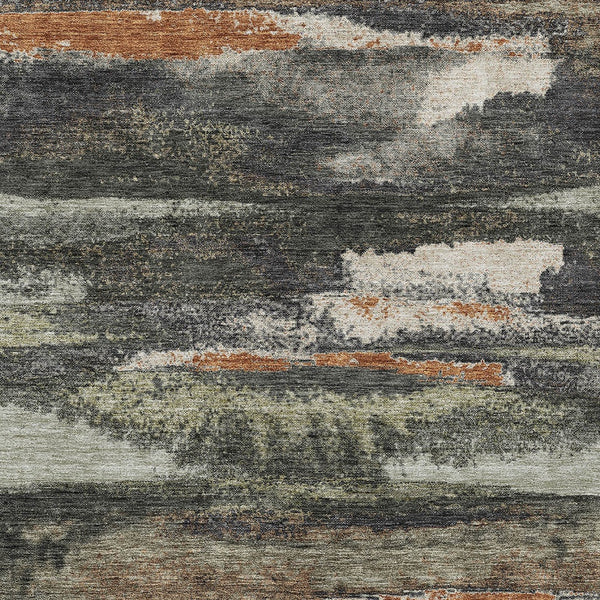 Homeroots 3' Abstract Washable Indoor Outdoor Area Rug In Teal Blue And Navy – Perfect For High Traffic Spaces! Charcoal Polyester 612486