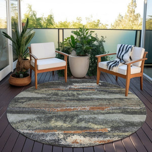 Homeroots 3' Abstract Washable Indoor Outdoor Area Rug In Teal Blue And Navy – Perfect For High Traffic Spaces! Charcoal Polyester 612487