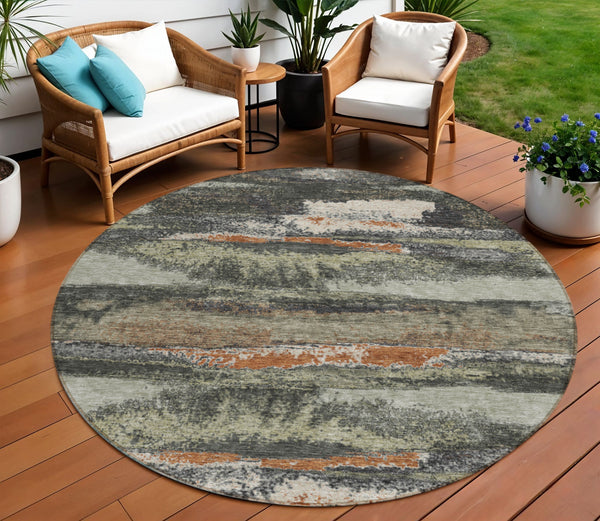 Homeroots 3' Abstract Washable Indoor Outdoor Area Rug In Teal Blue And Navy – Perfect For High Traffic Spaces! Charcoal Polyester 612487