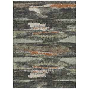 Homeroots 3' Abstract Washable Indoor Outdoor Area Rug In Teal Blue And Navy – Perfect For High Traffic Spaces! Charcoal Polyester 612488