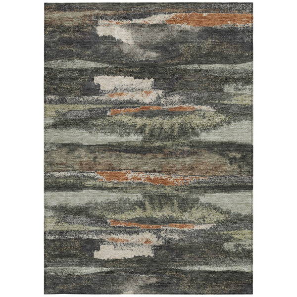 Homeroots 3' Abstract Washable Indoor Outdoor Area Rug In Teal Blue And Navy – Perfect For High Traffic Spaces! Charcoal Polyester 612488