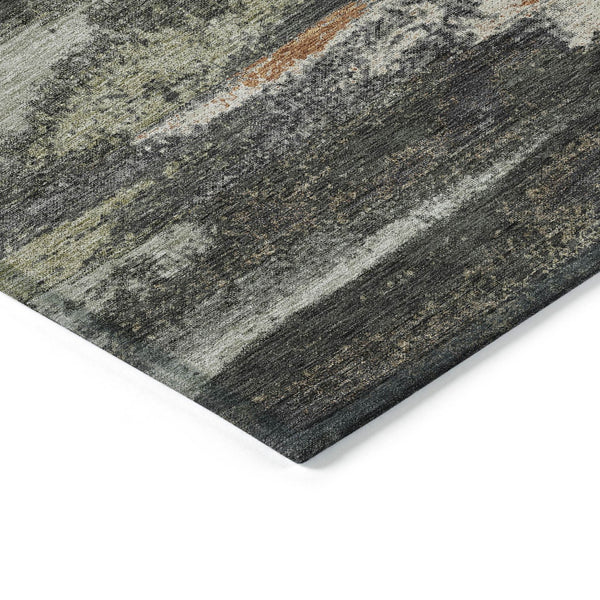 Homeroots 3' Abstract Washable Indoor Outdoor Area Rug In Teal Blue And Navy – Perfect For High Traffic Spaces! Charcoal Polyester 612488