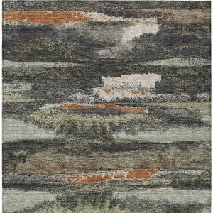 Homeroots 3' Abstract Washable Indoor Outdoor Area Rug In Teal Blue And Navy – Perfect For High Traffic Spaces! Charcoal Polyester 612488