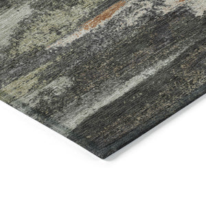 Homeroots 3' Abstract Washable Indoor Outdoor Area Rug In Teal Blue And Navy – Perfect For High Traffic Spaces! Charcoal Polyester 612489