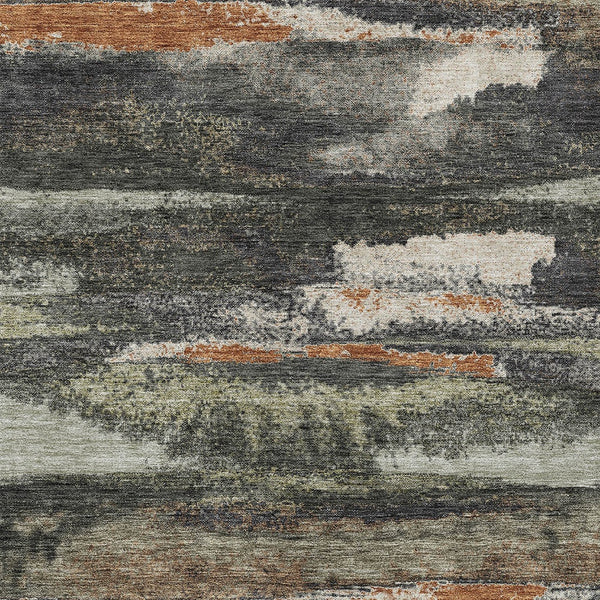 Homeroots 3' Abstract Washable Indoor Outdoor Area Rug In Teal Blue And Navy – Perfect For High Traffic Spaces! Charcoal Polyester 612489