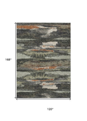 Homeroots 3' Abstract Washable Indoor Outdoor Area Rug In Teal Blue And Navy – Perfect For High Traffic Spaces! Charcoal Polyester 612490