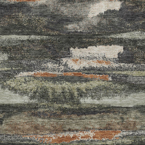 Homeroots 3' Abstract Washable Indoor Outdoor Area Rug In Teal Blue And Navy – Perfect For High Traffic Spaces! Charcoal Polyester 612490