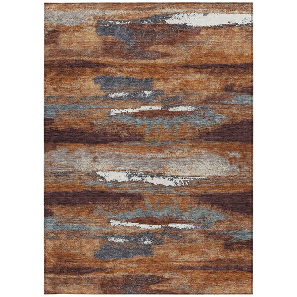 Homeroots 3' Abstract Washable Indoor Outdoor Area Rug In Teal Blue And Navy – Perfect For High Traffic Spaces! Copper Polyester 612492