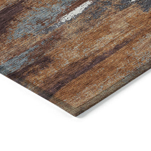 Homeroots 3' Abstract Washable Indoor Outdoor Area Rug In Teal Blue And Navy – Perfect For High Traffic Spaces! Copper Polyester 612492