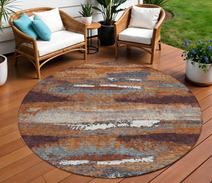 Homeroots 3' Abstract Washable Indoor Outdoor Area Rug In Teal Blue And Navy – Perfect For High Traffic Spaces! Copper Polyester 612493