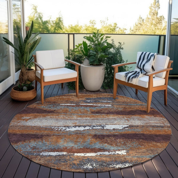 Homeroots 3' Abstract Washable Indoor Outdoor Area Rug In Teal Blue And Navy – Perfect For High Traffic Spaces! Copper Polyester 612493