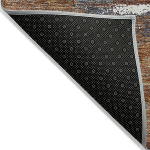 Homeroots 3' Abstract Washable Indoor Outdoor Area Rug In Teal Blue And Navy – Perfect For High Traffic Spaces! Copper Polyester 612493