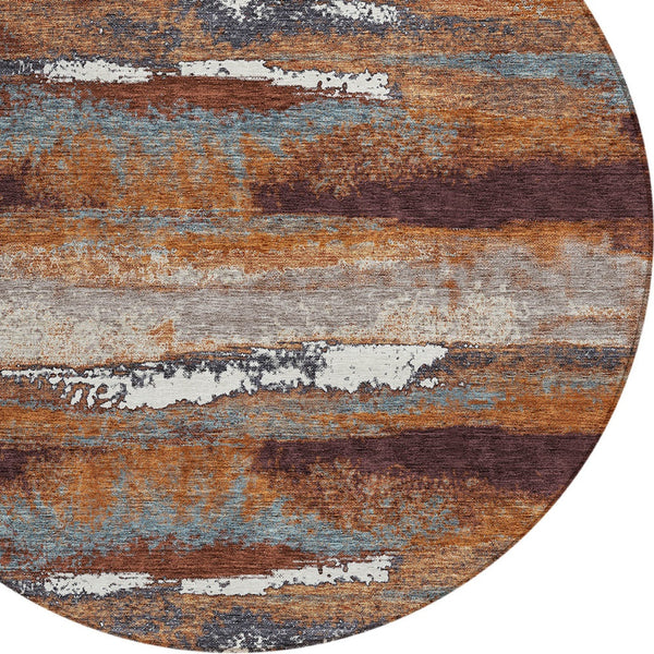 Homeroots 3' Abstract Washable Indoor Outdoor Area Rug In Teal Blue And Navy – Perfect For High Traffic Spaces! Copper Polyester 612493
