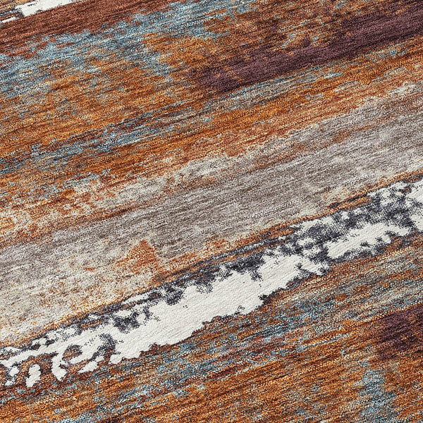 Homeroots 3' Abstract Washable Indoor Outdoor Area Rug In Teal Blue And Navy – Perfect For High Traffic Spaces! Copper Polyester 612493