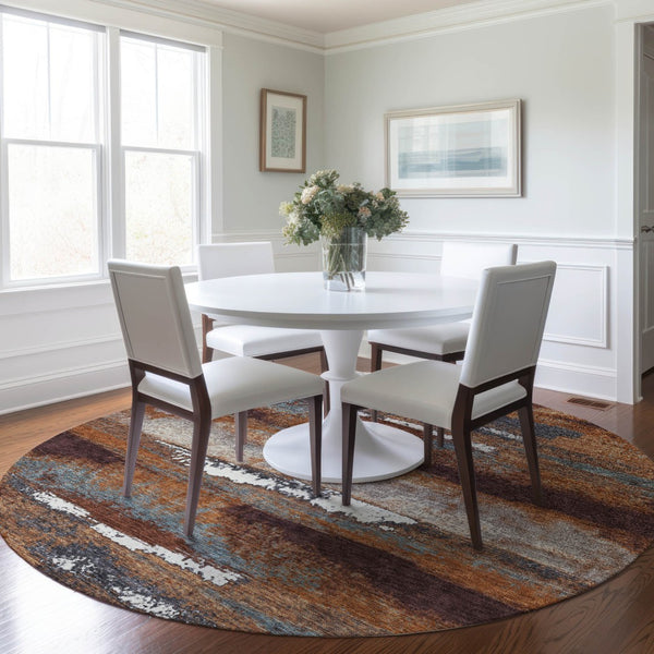 Homeroots 3' Abstract Washable Indoor Outdoor Area Rug In Teal Blue And Navy – Perfect For High Traffic Spaces! Copper Polyester 612493