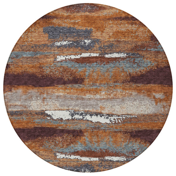 Homeroots 3' Abstract Washable Indoor Outdoor Area Rug In Teal Blue And Navy – Perfect For High Traffic Spaces! Copper Polyester 612493
