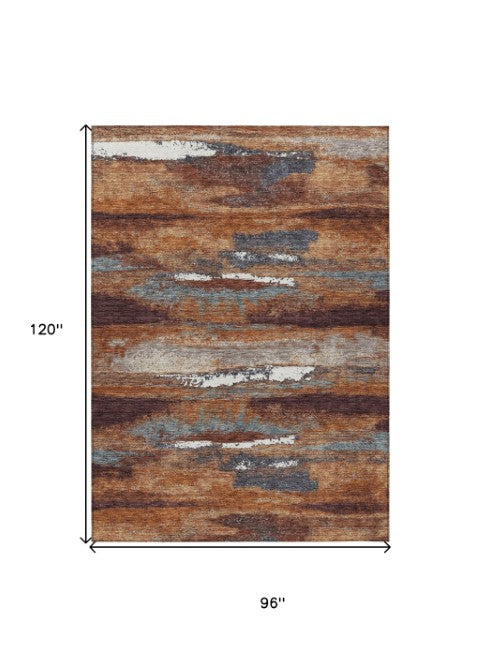 Homeroots 3' Abstract Washable Indoor Outdoor Area Rug In Teal Blue And Navy – Perfect For High Traffic Spaces! Copper Polyester 612494