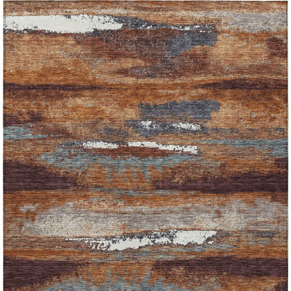 Homeroots 3' Abstract Washable Indoor Outdoor Area Rug In Teal Blue And Navy – Perfect For High Traffic Spaces! Copper Polyester 612496