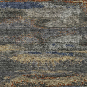 Homeroots 3' Abstract Washable Indoor Outdoor Area Rug In Teal Blue And Navy – Perfect For High Traffic Spaces! Graphite Polyester 612503