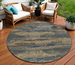 Homeroots 3' Abstract Washable Indoor Outdoor Area Rug In Teal Blue And Navy – Perfect For High Traffic Spaces! Graphite Polyester 612505