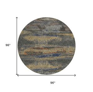 Homeroots 3' Abstract Washable Indoor Outdoor Area Rug In Teal Blue And Navy – Perfect For High Traffic Spaces! Graphite Polyester 612505