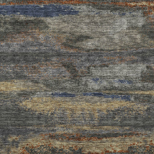 Homeroots 3' Abstract Washable Indoor Outdoor Area Rug In Teal Blue And Navy – Perfect For High Traffic Spaces! Graphite Polyester 612506