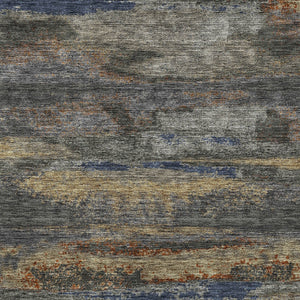 Homeroots 3' Abstract Washable Indoor Outdoor Area Rug In Teal Blue And Navy – Perfect For High Traffic Spaces! Graphite Polyester 612508