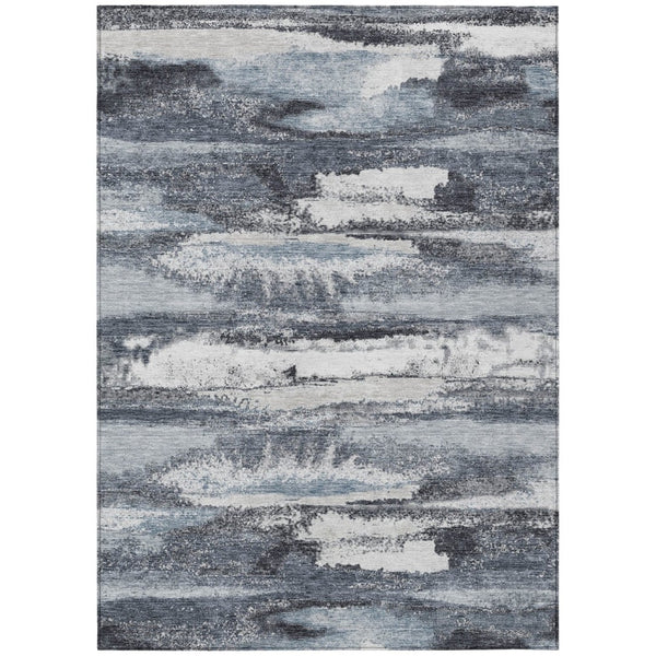 HomeRoots 5' Gray and Silver Abstract Area Rug – Stylish, Washable, Durable for Indoor and Outdoor Spaces 8' X 10' 612512