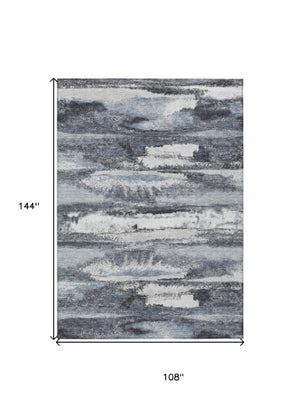 Homeroots 3' Abstract Washable Indoor Outdoor Area Rug In Teal Blue And Navy – Perfect For High Traffic Spaces! Gray Polyester 612513