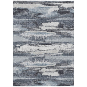 HomeRoots 5' Gray and Silver Abstract Area Rug – Stylish, Washable, Durable for Indoor and Outdoor Spaces 9' X 12' 612513