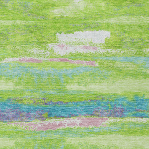 Homeroots 3' Abstract Washable Indoor Outdoor Area Rug In Teal Blue And Navy – Perfect For High Traffic Spaces! Lime Green Polyester 612515