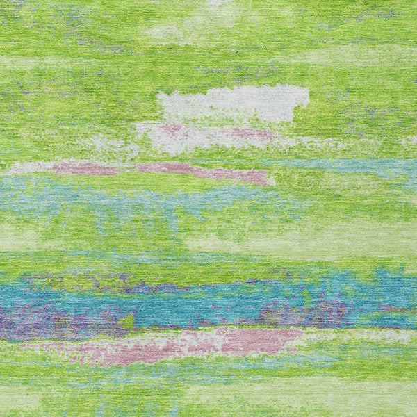 Homeroots 3' Abstract Washable Indoor Outdoor Area Rug In Teal Blue And Navy – Perfect For High Traffic Spaces! Lime Green Polyester 612515