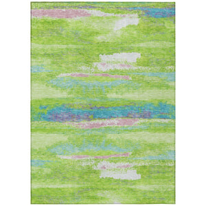 HomeRoots 5' Vibrant Lime Green and Sky Blue Abstract Area Rug for Indoor and Outdoor Spaces – Easy Care! 5' X 8' 612516