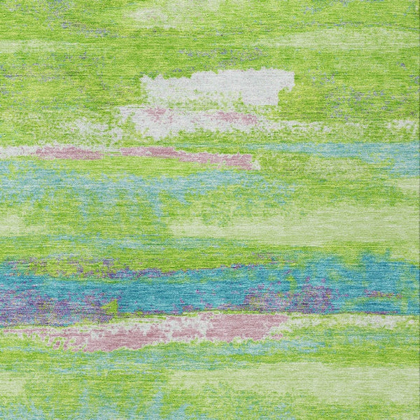 Homeroots 3' Abstract Washable Indoor Outdoor Area Rug In Teal Blue And Navy – Perfect For High Traffic Spaces! Lime Green Polyester 612516