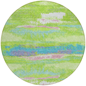 Homeroots 3' Abstract Washable Indoor Outdoor Area Rug In Teal Blue And Navy – Perfect For High Traffic Spaces! Lime Green Polyester 612517