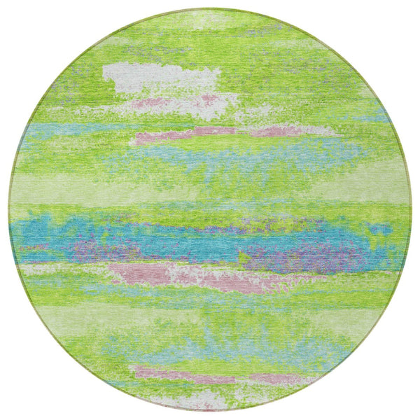 Homeroots 3' Abstract Washable Indoor Outdoor Area Rug In Teal Blue And Navy – Perfect For High Traffic Spaces! Lime Green Polyester 612517