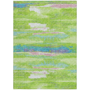 Homeroots 3' Abstract Washable Indoor Outdoor Area Rug In Teal Blue And Navy – Perfect For High Traffic Spaces! Lime Green Polyester 612518