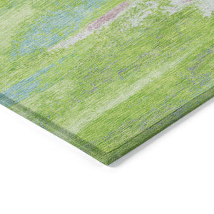 Homeroots 3' Abstract Washable Indoor Outdoor Area Rug In Teal Blue And Navy – Perfect For High Traffic Spaces! Lime Green Polyester 612519