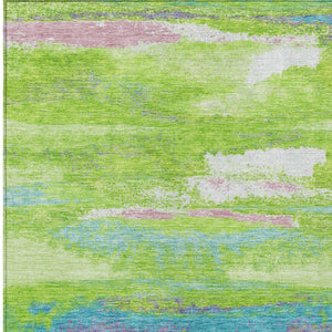 Homeroots 3' Abstract Washable Indoor Outdoor Area Rug In Teal Blue And Navy – Perfect For High Traffic Spaces! Lime Green Polyester 612520