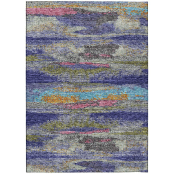 HomeRoots 5' Abstract Lavender, Pink, and Blue Indoor/Outdoor Area Rug - Durable, Washable, Stylish Decor 5' X 8' 612522